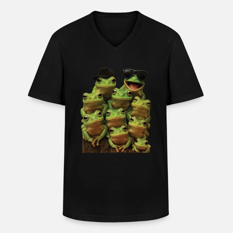 Frosch - Männer-T-Shirt mit V-Ausschnitt - Schwarz