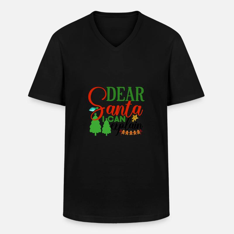 Dear Santa I can explain - Männer-T-Shirt mit V-Ausschnitt - Schwarz