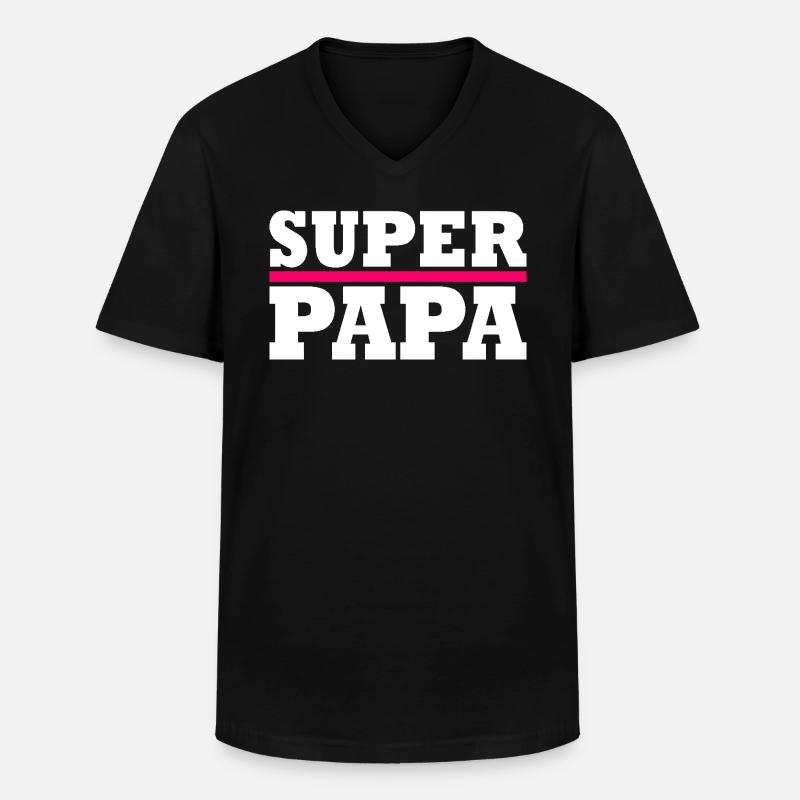 Super papa - Männer-T-Shirt mit V-Ausschnitt - Schwarz