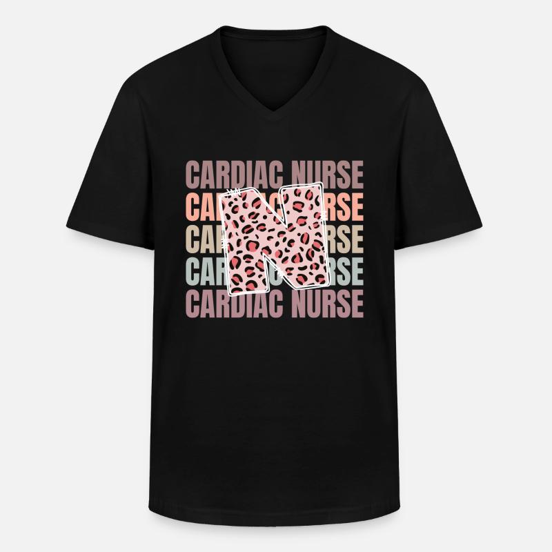 Leopard Herzkrankenschwester Leben - Männer-T-Shirt mit V-Ausschnitt - Schwarz