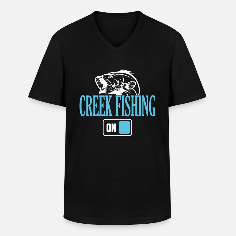 Fisherman Creek Angelmodus Ein - Männer-T-Shirt mit V-Ausschnitt - Schwarz