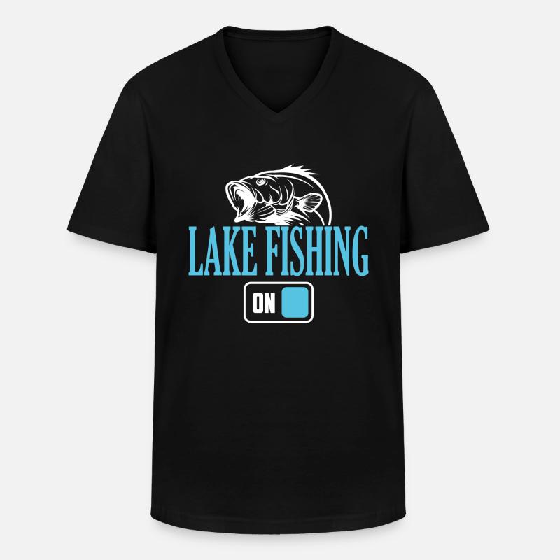 Fisherman Lake Angelmodus Ein - Männer-T-Shirt mit V-Ausschnitt - Schwarz