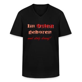 Im Osten geboren - Männer-T-Shirt mit V-Ausschnitt - Schwarz - Vorne - AI Model Male 178 dark (178cm)