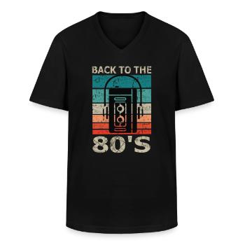 back to the 80 s 80er Jahre - Männer-T-Shirt mit V-Ausschnitt - Schwarz - Vorne - AI Model Male 178 dark (178cm)