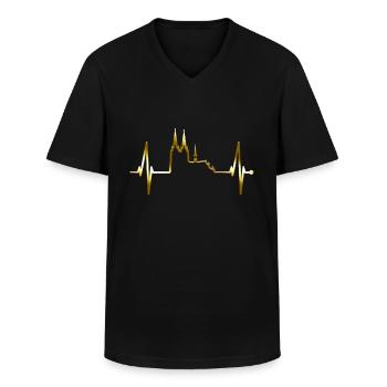 Köln Herzschlag Skyline Kölner Dom Herz Gold Kölle - Männer-T-Shirt mit V-Ausschnitt - Schwarz - Vorne - AI Model Male 178 dark (178cm)