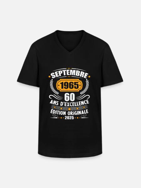 Vintage September 1965 60 Year Anniversary Gift - Men's V-Neck T-Shirt - black