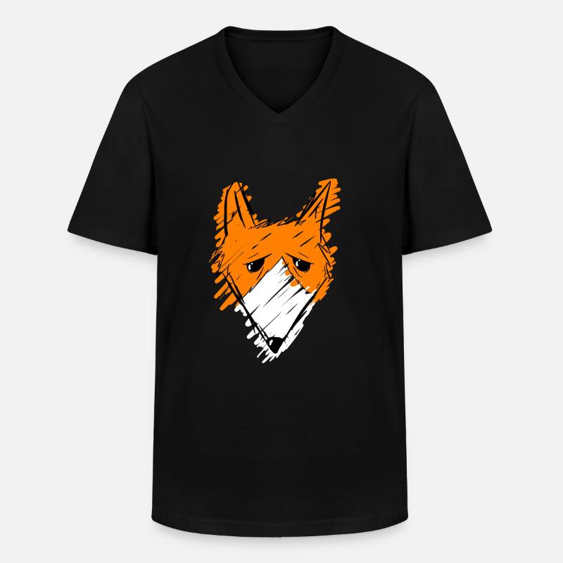 Fox Kopf - Männer-T-Shirt mit V-Ausschnitt - Schwarz