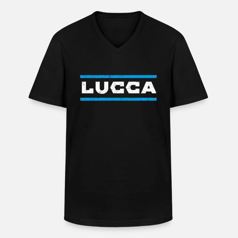 Lucca - Männer-T-Shirt mit V-Ausschnitt - Schwarz