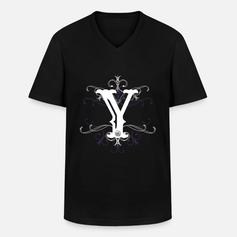 Buchstabe Y Ypsilon Buchstabe-Y - Männer-T-Shirt mit V-Ausschnitt - Schwarz