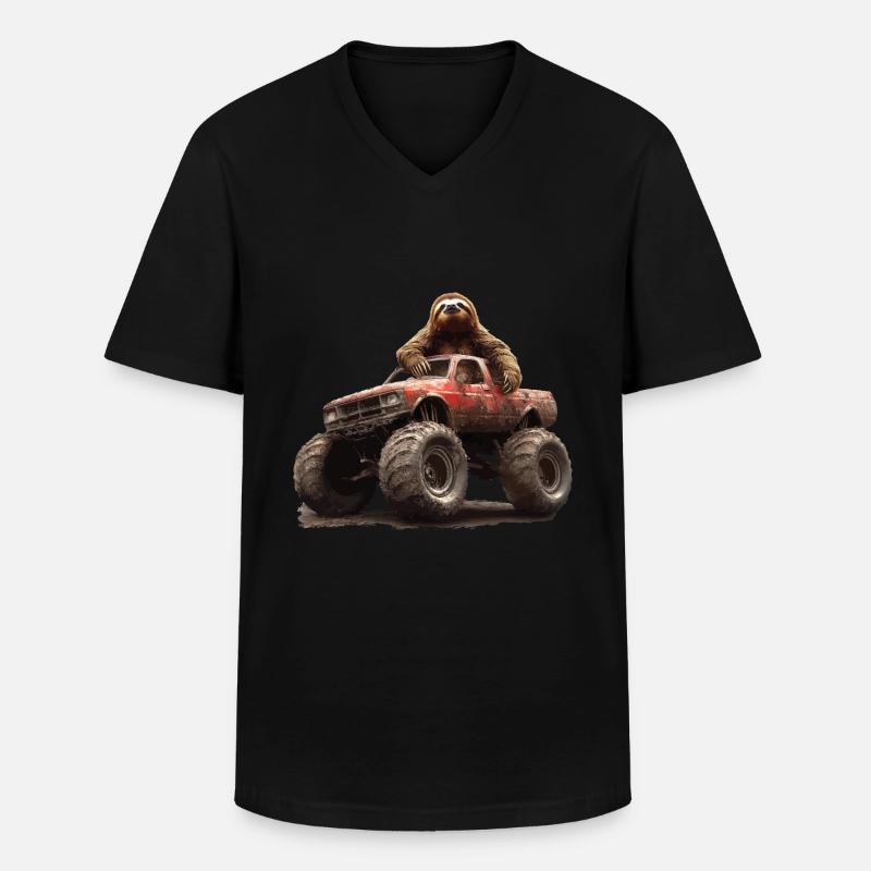 Faultier - Männer-T-Shirt mit V-Ausschnitt - Schwarz