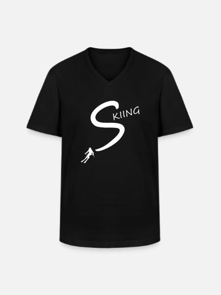 skiing - Männer-T-Shirt mit V-Ausschnitt - Schwarz