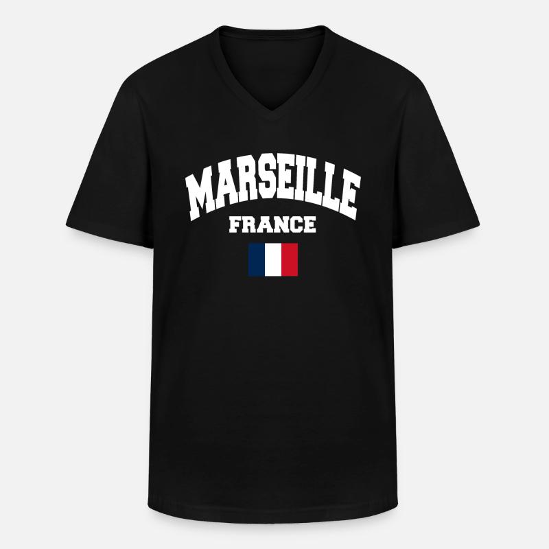 Marseille - Männer-T-Shirt mit V-Ausschnitt - Schwarz