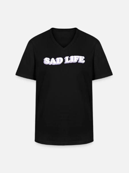 SAD LIFE - T-shirt col V Homme - noir