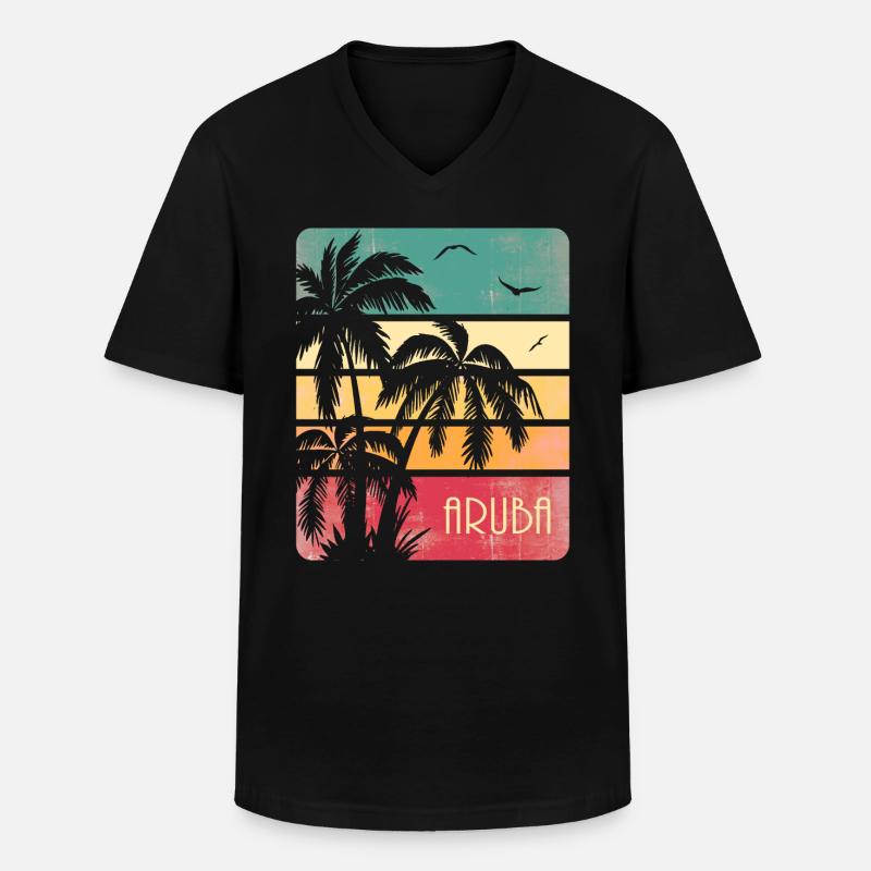 Aruba - Männer-T-Shirt mit V-Ausschnitt - Schwarz