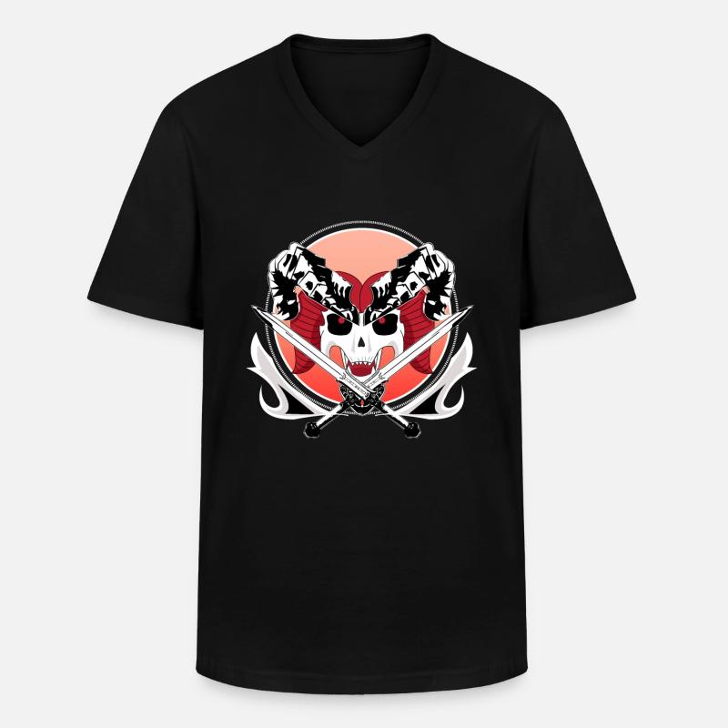 Krieger Totenkopf - Männer-T-Shirt mit V-Ausschnitt - Schwarz