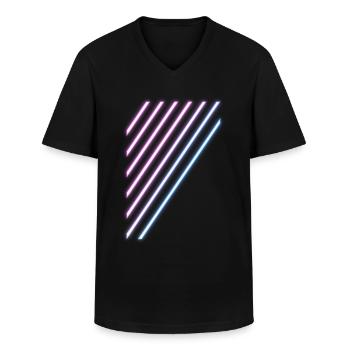 Neon Stripes - Men's V-Neck T-Shirt - black - Front - AI Model Male 178 dark (178cm)