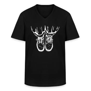 Cool shoes - Men's V-Neck T-Shirt - black - Front - AI Model Male 178 dark (178cm)