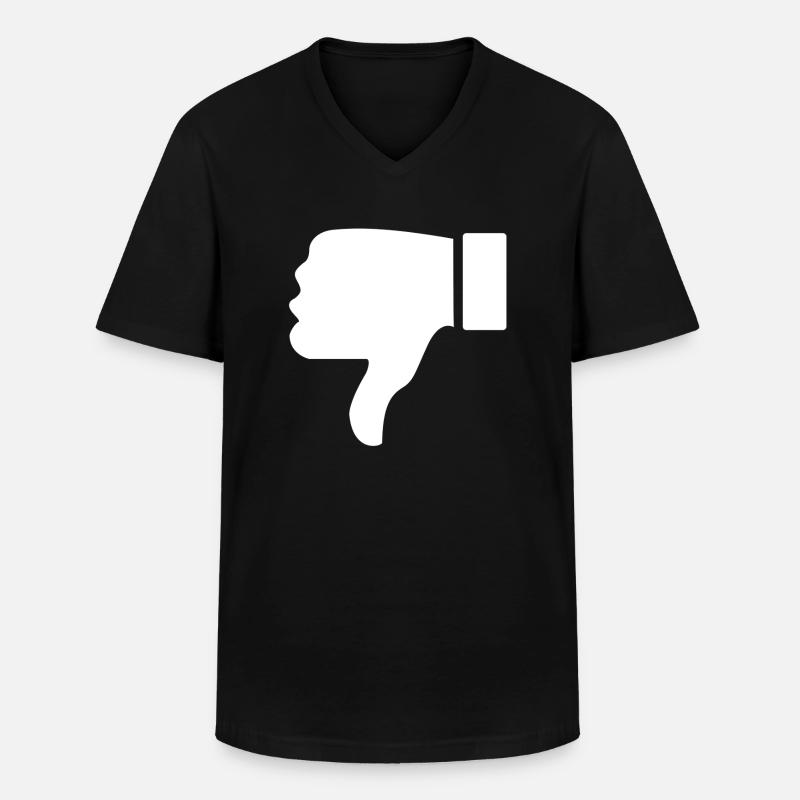 pouces vers le bas - T-shirt col V Homme - noir