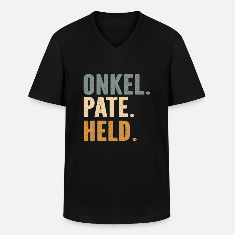 Onkel Pate Held - Männer-T-Shirt mit V-Ausschnitt - Schwarz
