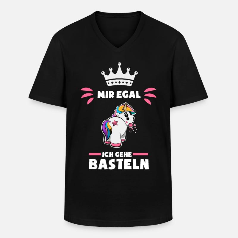 Einhorn Basteln Geschenk - Männer-T-Shirt mit V-Ausschnitt - Schwarz