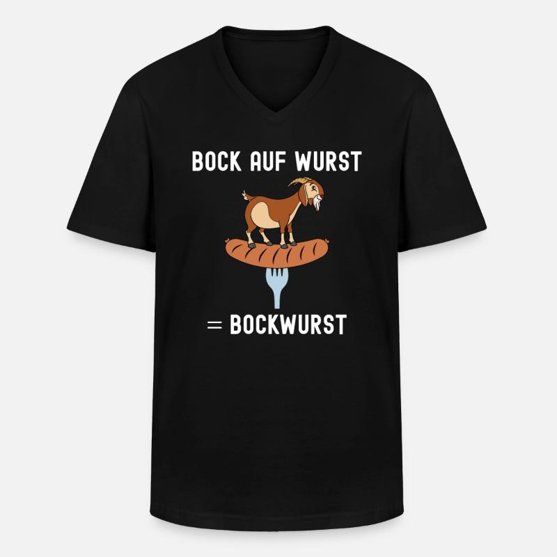 Bock auf Wurst Bockwurst - Männer-T-Shirt mit V-Ausschnitt - Schwarz