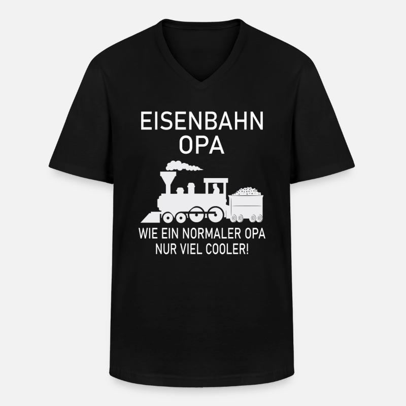 Eisenbahn Opa - Männer-T-Shirt mit V-Ausschnitt - Schwarz