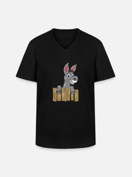 Âne dessin animé des animaux ferme cadeau de bande dessinée - T-shirt col V Homme - noir