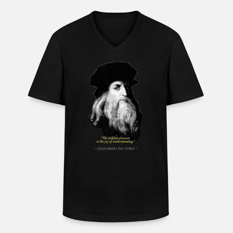 Leonardo Da VinciZitat - Männer-T-Shirt mit V-Ausschnitt - Schwarz