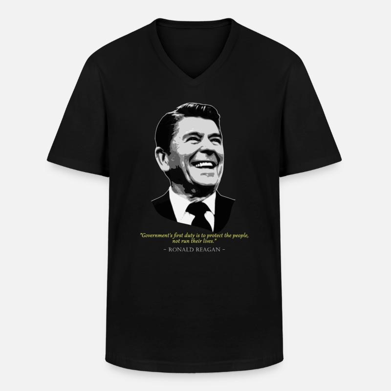 Citation de Ronald Reagan - T-shirt col V Homme - noir