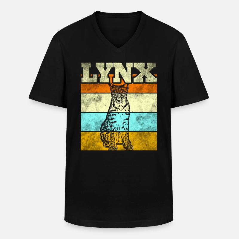 Luchs - Männer-T-Shirt mit V-Ausschnitt - Schwarz