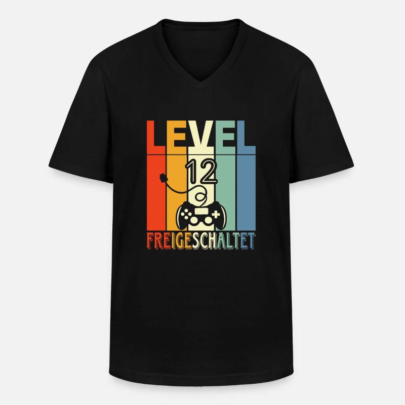 Level 12 Freigeschaltet - Männer-T-Shirt mit V-Ausschnitt - Schwarz