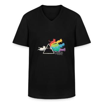 PRISMA RAINBOW CATS - Men's V-Neck T-Shirt - black - Front - AI Model Male 178 dark (178cm)