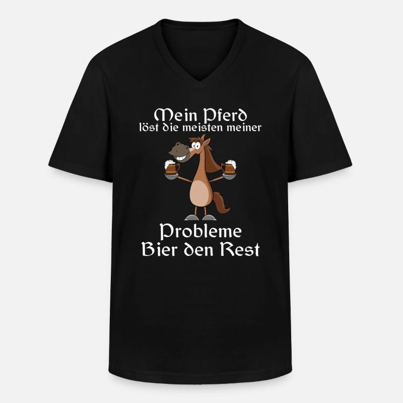 Pferd & Bier - Männer-T-Shirt mit V-Ausschnitt - Schwarz