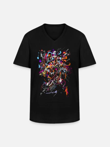 Abstrakt - Männer-T-Shirt mit V-Ausschnitt - Schwarz