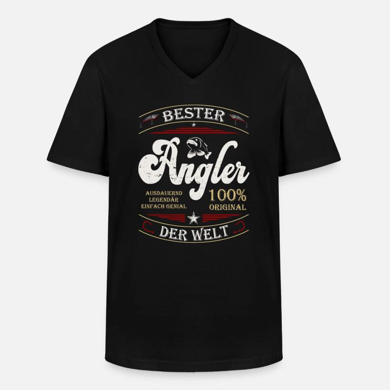 Bester Angler - Männer-T-Shirt mit V-Ausschnitt - Schwarz