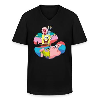 SpongeBob Schwammkopf Patrick Gary Die Schnecke - Männer-T-Shirt mit V-Ausschnitt - Schwarz - Vorne - AI Model Male 178 dark (178cm)