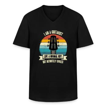 cadeau guitariste humour guitare rétro - T-shirt col V Homme - noir - Devant - AI Model Male 178 dark (178cm)