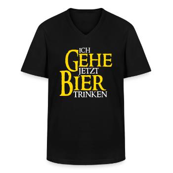Ich gehe jetzt Bier trinken - Biertrinker - Männer-T-Shirt mit V-Ausschnitt - Schwarz - Vorne - AI Model Male 178 dark (178cm)