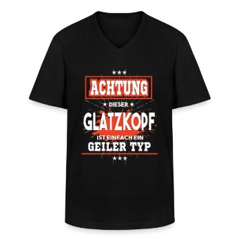 Glatzkopf ist einfach nur ein geiler Typ - Männer-T-Shirt mit V-Ausschnitt - Schwarz - Vorne - AI Model Male 178 dark (178cm)