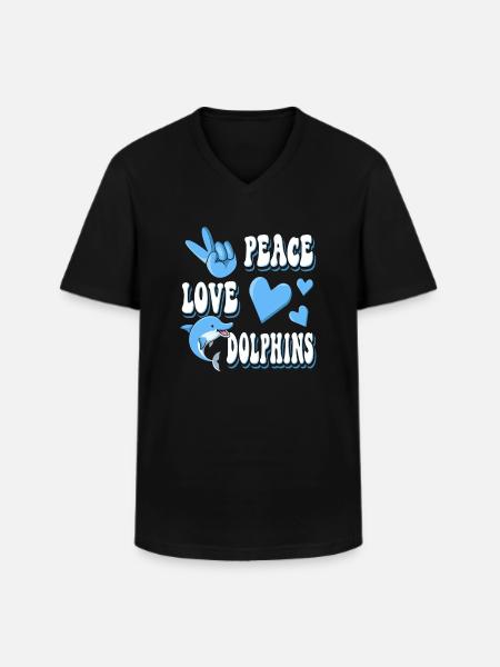 Peace Love Dolphin - Men's V-Neck T-Shirt - black