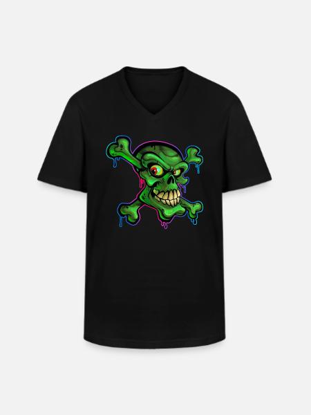 Pirate Skull Cartoon Graffiti - Men's V-Neck T-Shirt - black
