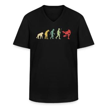 Tennis Serve Girl Evolution - Männer-T-Shirt mit V-Ausschnitt - Schwarz - Vorne - AI Model Male 178 dark (178cm)