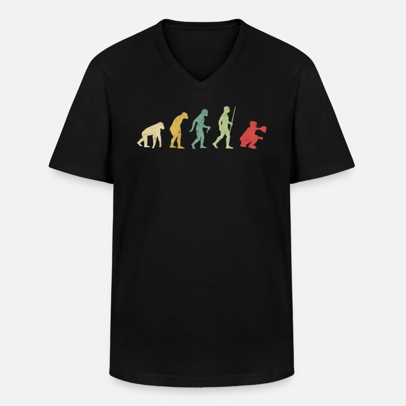 Baseball Catcher Evolution - Men's V-Neck T-Shirt - black
