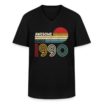 1990 Gift Birthday vintage Spruch - Men's V-Neck T-Shirt - black - Front - AI Model Male 178 dark (178cm)