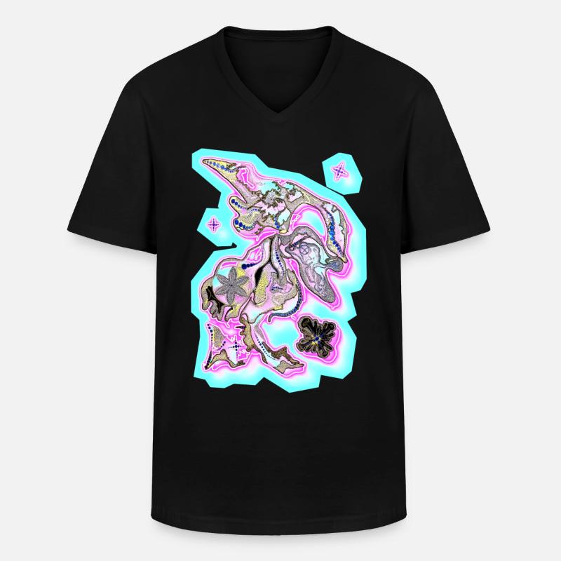 Brouillard de points - T-shirt col V Homme - noir