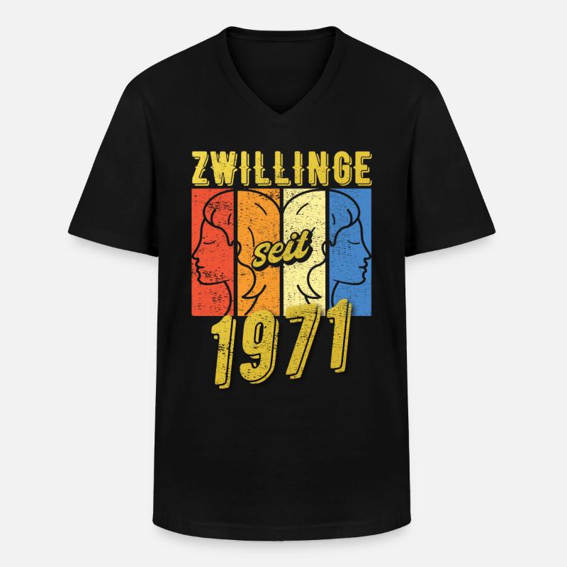 Zwillinge Sternzeichen 1971 Geschenk - Männer-T-Shirt mit V-Ausschnitt - Schwarz