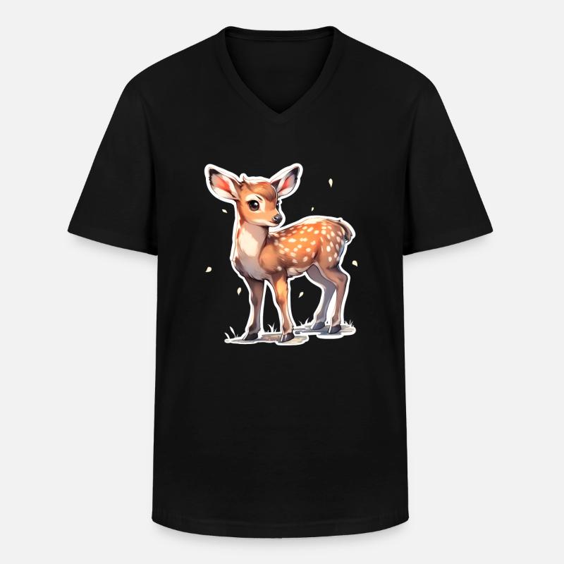 Rehkitz - Männer-T-Shirt mit V-Ausschnitt - Schwarz