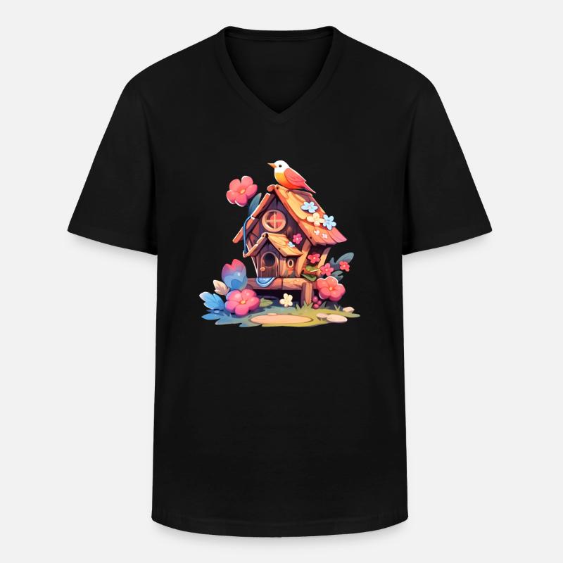 Vogelhaus - Männer-T-Shirt mit V-Ausschnitt - Schwarz