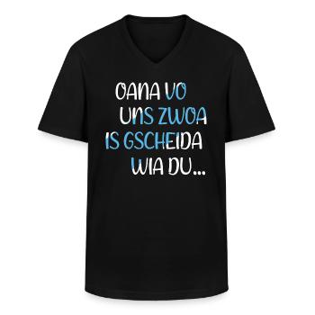 Bayern Oana Vo Uns Zwoa Witzige Bayerische Sprüche - Männer-T-Shirt mit V-Ausschnitt - Schwarz - Vorne - AI Model Male 178 dark (178cm)