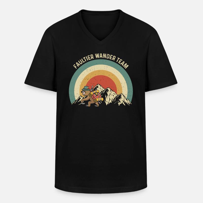 Faultier Wander Team - Männer-T-Shirt mit V-Ausschnitt - Schwarz